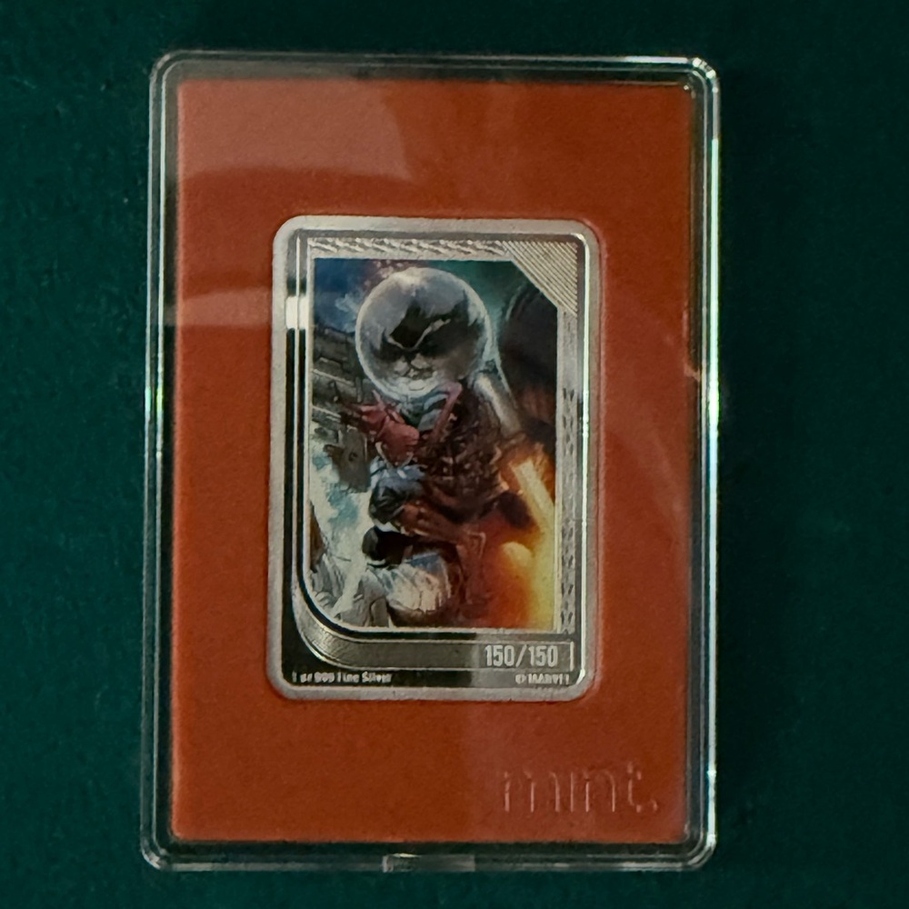 Marvel Collectible Card in Red and Silver Display